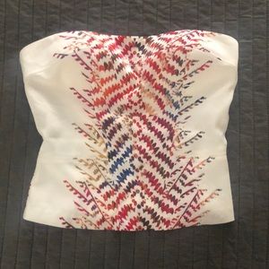 BEBE Ivory Multi Color LaceUp Back Bustier